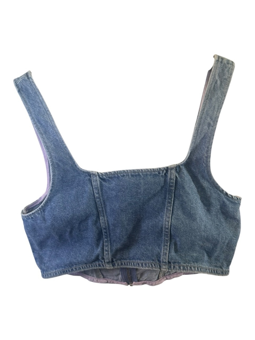 Lee x H&M Blue Denim Bustier Crop Tank Top Zip Up Corset | Size Medium - Picture 2 of 8